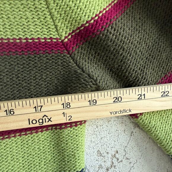 Vtg 90s Sweater Striped Colorblock Crewneck USA Made Preppy Grunge Womens L - Picture 7 of 8